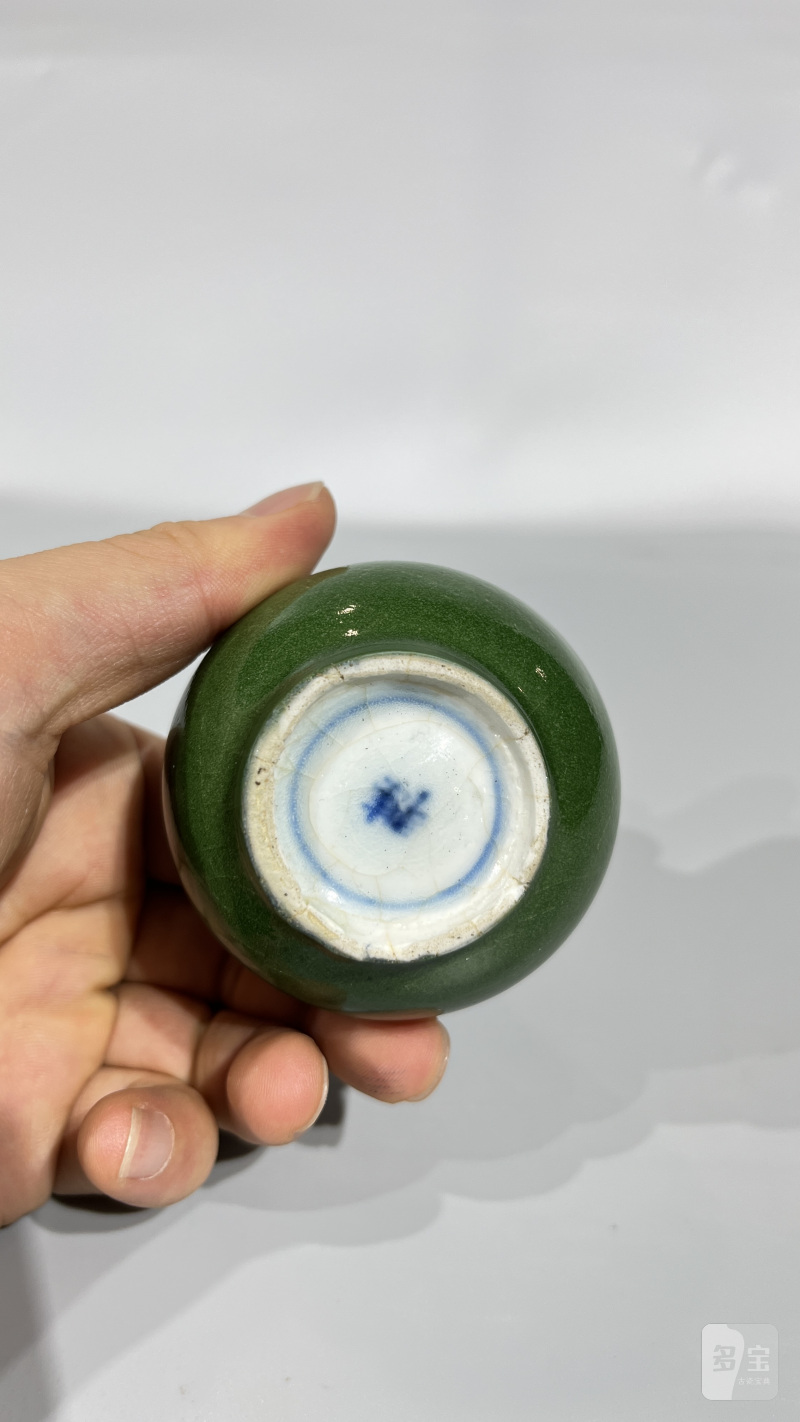 清康熙 郎窑绿蒜头瓶 - 图7